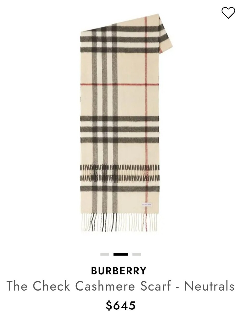 BURBERRY THE CHECK CASHMERE SCARF